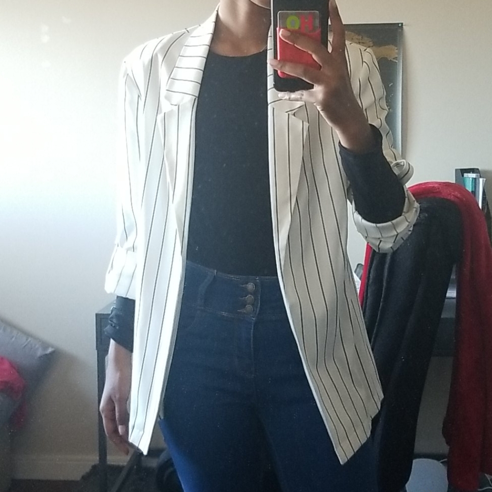 Black and white blazer